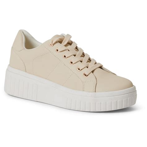 women's beige platform sneakers